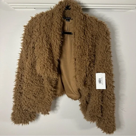 NWT, Hyfve Crop Faux Fur Teddy, Mustard Brown - Picture 1 of 3